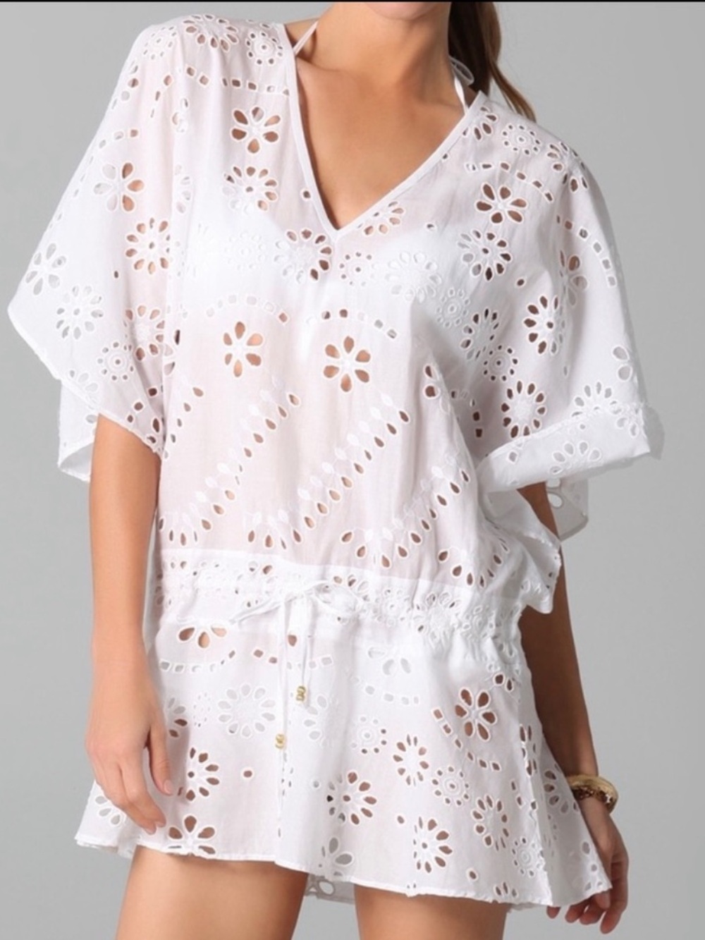 Vix Paula Hermanny white eyelet swim coverup size large